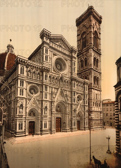 Cathedral and Campanile, Florence, Italy, Photochrome Print, Detroit Publishing Company, 1900