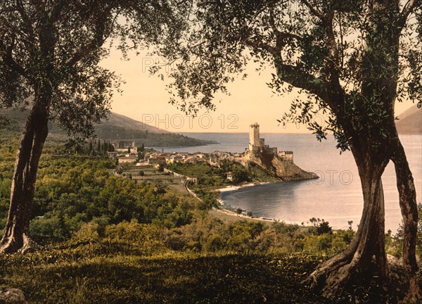 General View, Malcesine, Lake Garda, Italy, Photochrome Print, Detroit Publishing Company, 1900