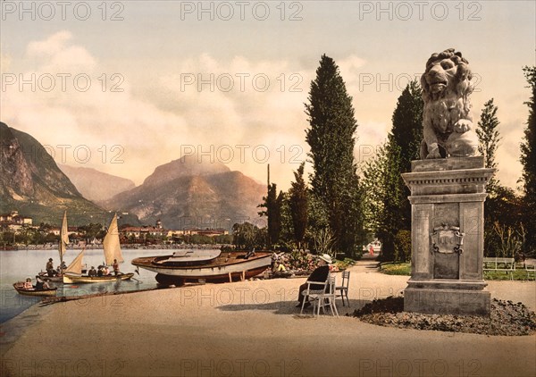 Park of Hotel Lido, Riva del Garda, Lake Garda, Italy, Photochrome Print, Detroit Publishing Company, 1900