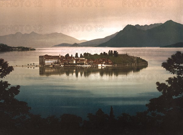 Isola Bella, General View by Moonlight, Lake Maggiore, Italy, Photochrome Print, Detroit Publishing Company, 1900