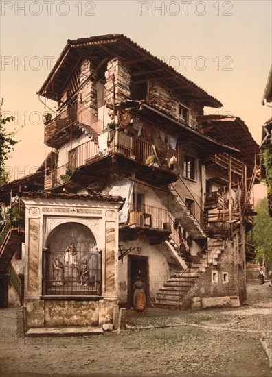 Casa Morandi, Lake Maggiore, Baveno, Italy, Photochrome Print, Detroit Publishing Company, 1900