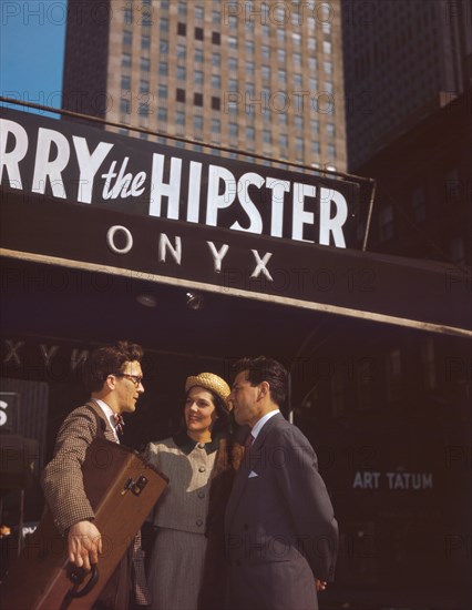 Portrait of Toots Thielemans, Adele Girard, and Joe Marsala, Onyx Nightclub, New York City, New York, USA, William P. Gottlieb Collection, 1948