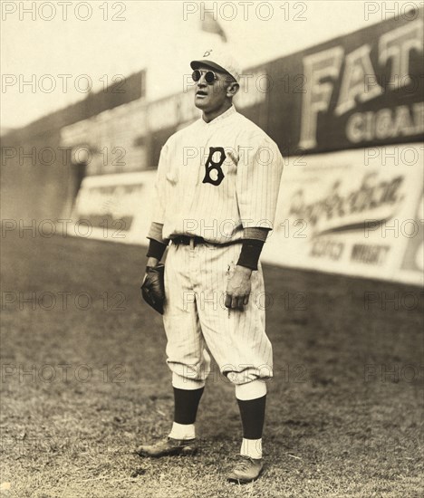 Casey Stengel, Full-Length Portrait wearing Sunglasses while Playing Outfield for Brooklyn Dodgers, George Grantham Bain Collection, 1915