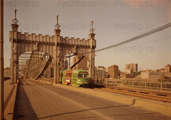 Smithfield Street Bridge, Spanning Monongahela River on Smithfield Street, Pittsburgh, Pennsylvania, USA, Jack E. Boucher, 1960's