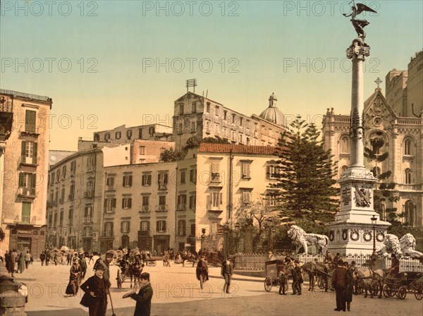 Piazza dei Martiri, Naples, Italy, Photochrome Print, Detroit Publishing Company, 1900