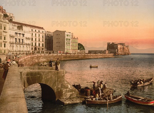 Partenope Street, Naples, Italy, Photochrome Print, Detroit Publishing Company, 1900