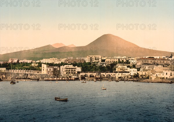 Mount Vesuvius with Torre del Greco, Naples, Italy, Photochrome Print, Detroit Publishing Company, 1900