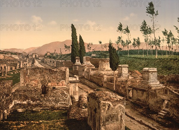 Street of Tombs, Pompeii, Italy, Photochrome Print, Detroit Publishing Company, 1900