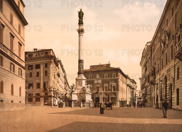 Piazza di Spagna, Rome, Italy, Photochrome Print, Detroit Publishing Company, 1900