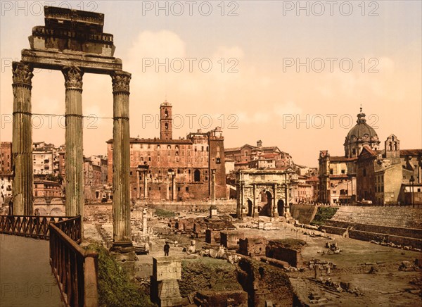 Forum Romano, Rome, Italy, Photochrome Print, Detroit Publishing Company, 1900