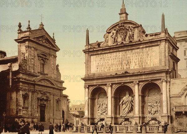 Fountain, "Acqua Felice", Rome, Italy, Photochrome Print, Detroit Publishing Company, 1900