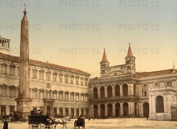 Piazza di San Giovanni in Laterano, Rome, Italy, Photochrome Print, Detroit Publishing Company, 1900