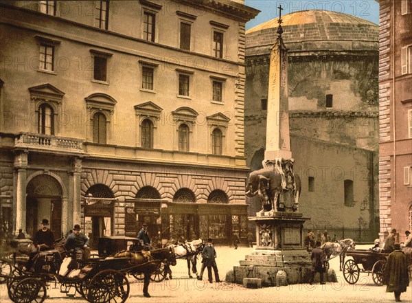 Piazza della Minerva, Rome, Italy, Photochrome Print, Detroit Publishing Company, 1900