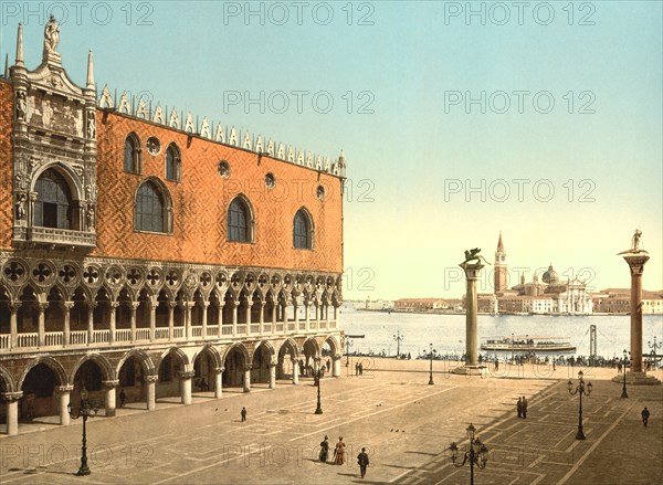 Doge's Palace and Piazzetta, Venice, Italy, Photochrome Print, Detroit Publishing Company, 1900