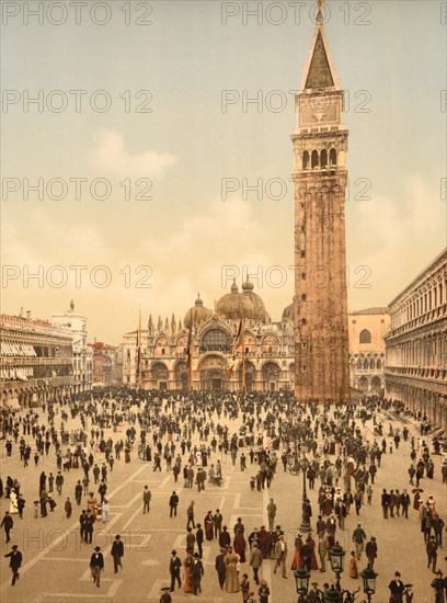 Concert, St. Mark's, Place, Venice, Italy, Photochrome Print, Detroit Publishing Company, 1900