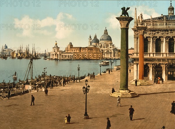 Piazzetta and Columns of St. Mark's, Venice, Italy, Photochrome Print, Detroit Publishing Company, 1900