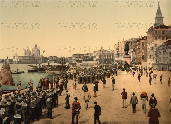 Riva degli Schiavoni, Venice, Italy, Photochrome Print, Detroit Publishing Company, 1900