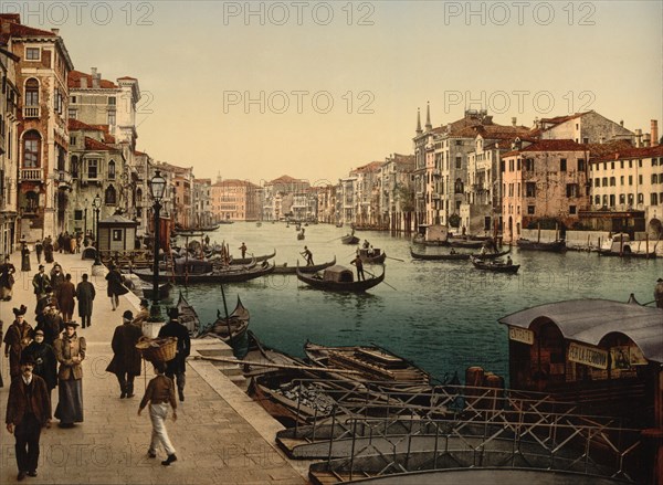 Grand Canal, View II, Venice, Italy, Photochrome Print, Detroit Publishing Company, 1900