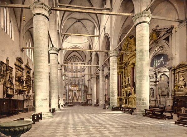 Interior of St. John and St. Paul Church, Venice, Italy, Photochrome Print, Detroit Publishing Company, 1900