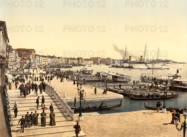 Harbor, Venice, Italy, Photochrome Print, Detroit Publishing Company, 1900