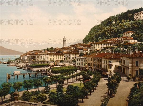 General View, Bellagio, Lake Como, Italy, Photochrome Print, Detroit Publishing Company, 1900