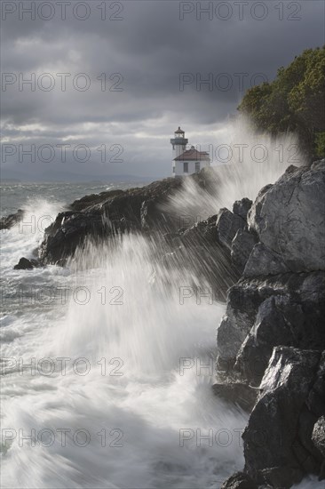 Light House and Rocky Shore, Washington, USA 2