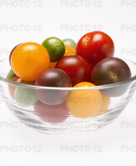 Bowl of Heirloom Cherry Tomatoes from Side