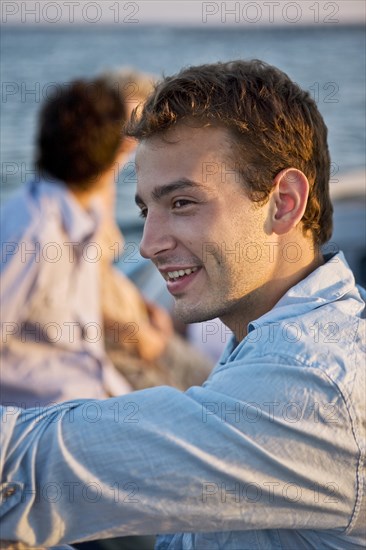Smiling Young Man on Boat, Portrait