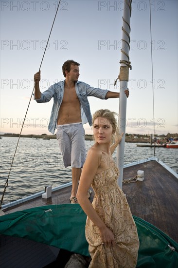 Young Couple on Sailboat, Portrait