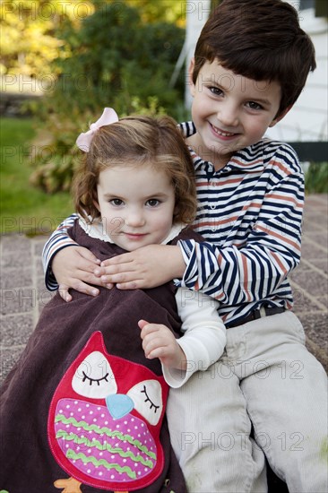 Smiling Boy and Girl Portrait