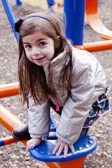 Girl Playing at Playground, Close Up