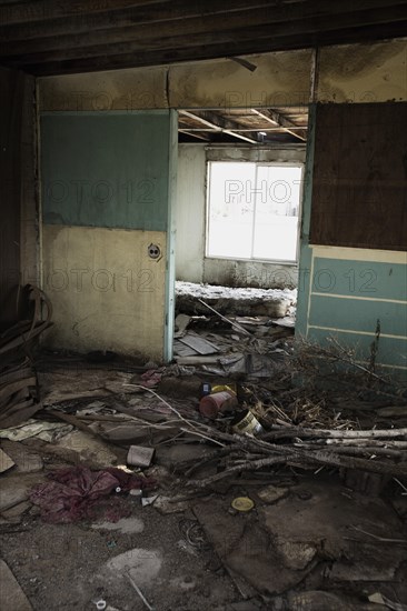 Scattered Debris in Abandoned Room