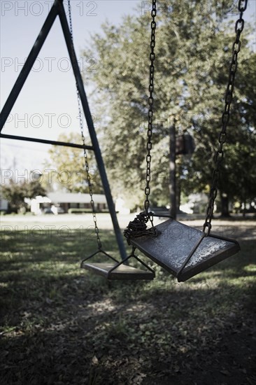 Two Swings in Abandoned Park, Leland, Mississippi, USA