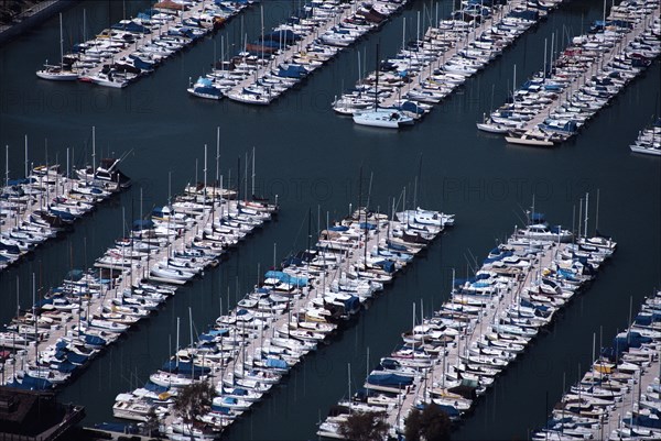 Rows of Boats in Marina, High Angle View