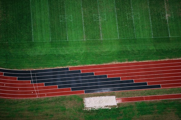 Running Track and Field, High Angle View