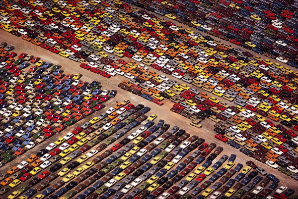 Colorful Parking Lot, High Angle View