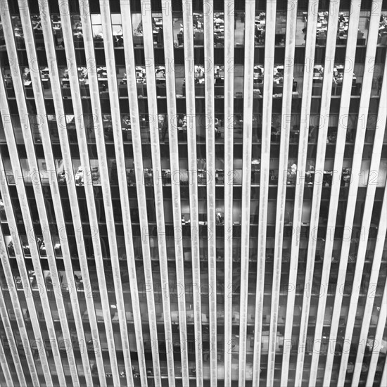 Striped Office Building, High Angle View, New York City, USA