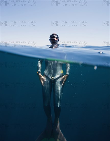 Free Diver Floating