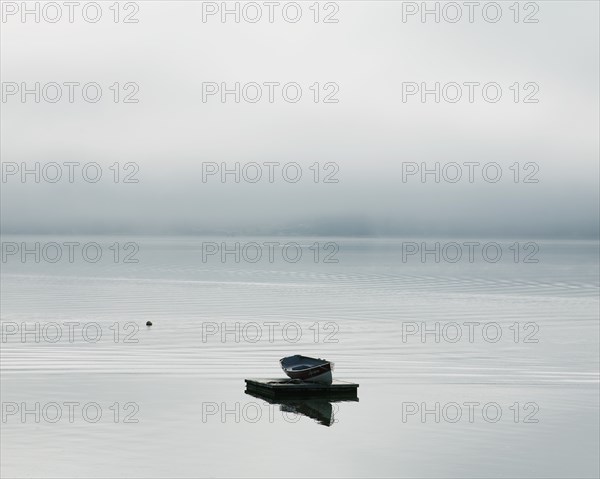 Rowboat Floating on a Dock