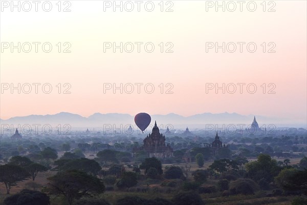 Hot Air Balloons Above Ancient Temples, Bagan, Myanmar