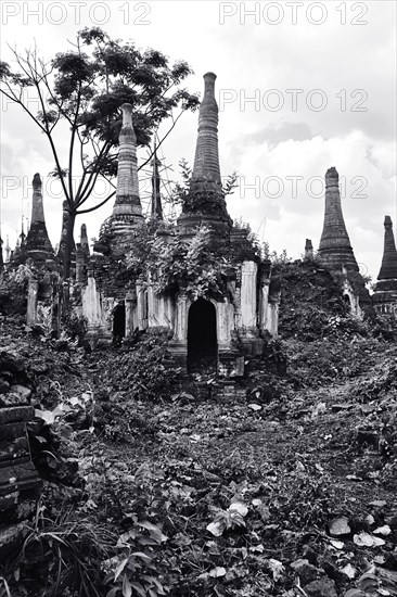 Ancient Pagodas on Hillside, Indein, Myanmar