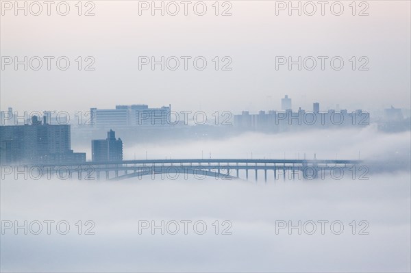 Fog and Bridge, New York City, USA