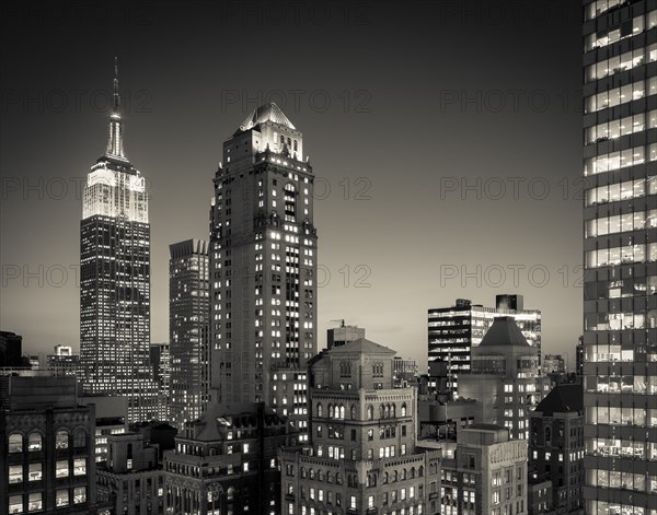 Midtown Skyline with Empire State Building at Dusk, New York City, USA