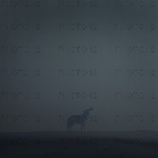 Howling Wolf in Fog