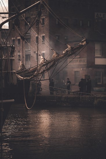 Tall Ships and Dock Workers, Gloucestershire, England, United Kingdom