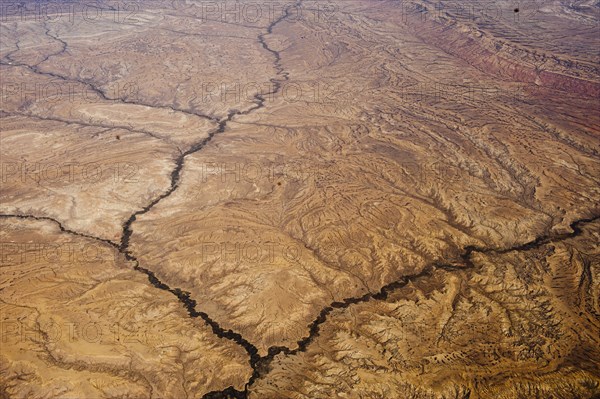 Rugged Landscape and Rivers, Aerial, Colorado, USA