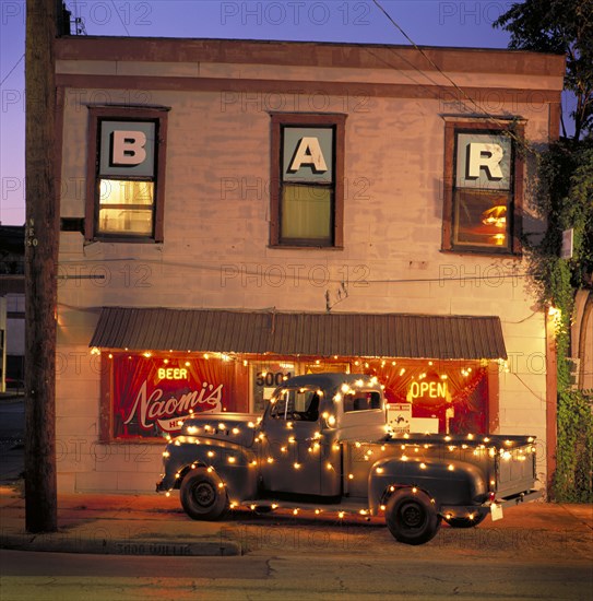 A Bar with Christmas Decorations