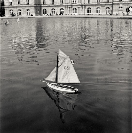 Toy Sailboat in Pond, Jardin du Luxembourg, Paris, France