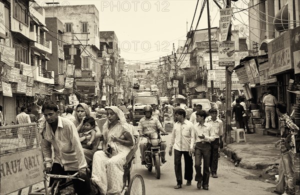 Busy Street Scene, New Delhi, India