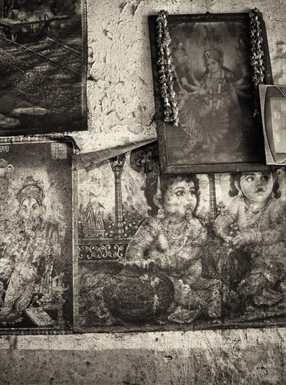 Wall With Posters of Hindu Gods